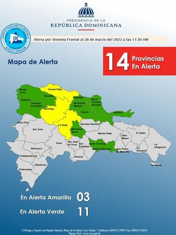 COE aumenta a 11 las provincias en alerta verde y 3 en amarilla